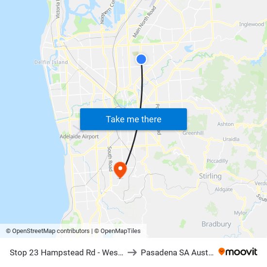 Stop 23 Hampstead Rd - West side to Pasadena SA Australia map