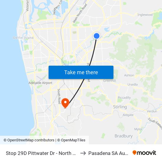 Stop 29D Pittwater Dr - North East side to Pasadena SA Australia map