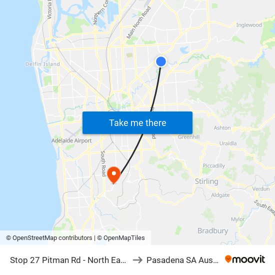 Stop 27 Pitman Rd - North East side to Pasadena SA Australia map