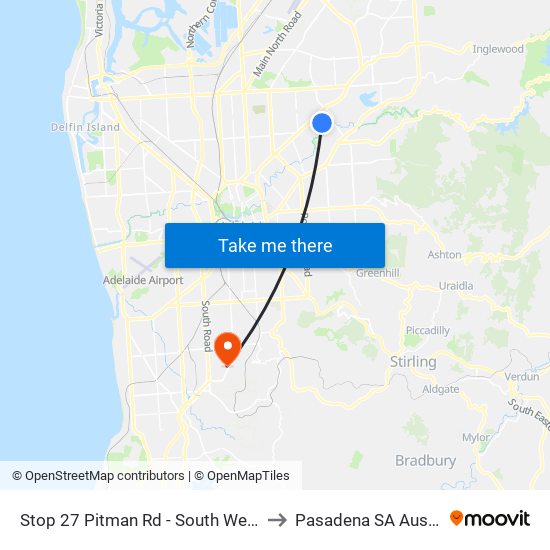 Stop 27 Pitman Rd - South West side to Pasadena SA Australia map