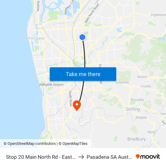 Stop 20 Main North Rd - East side to Pasadena SA Australia map