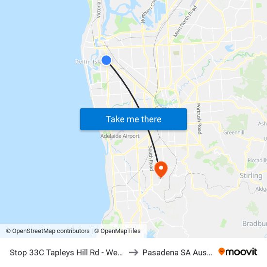 Stop 33C Tapleys Hill Rd - West side to Pasadena SA Australia map