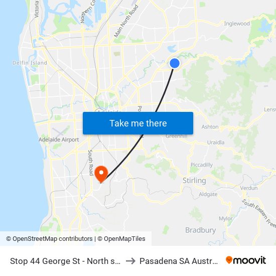 Stop 44 George St - North side to Pasadena SA Australia map