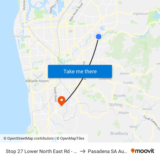 Stop 27 Lower North East Rd - East side to Pasadena SA Australia map