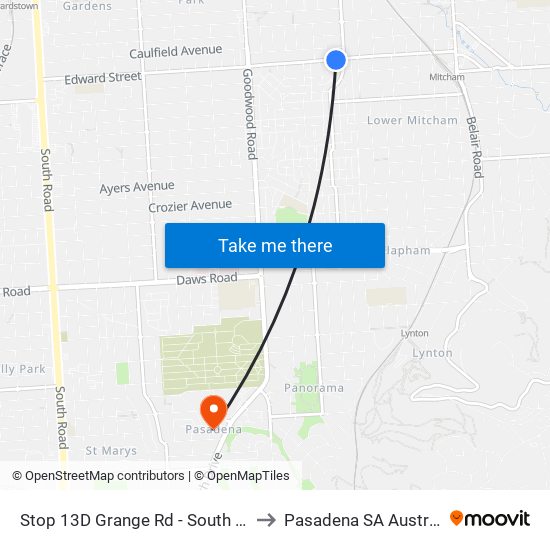 Stop 13D Grange Rd - South side to Pasadena SA Australia map