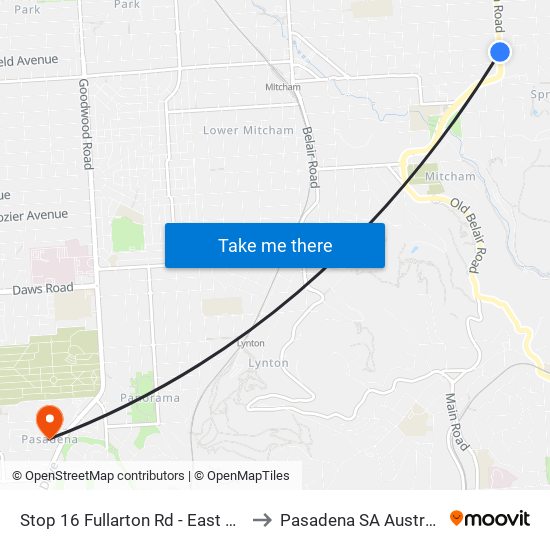 Stop 16 Fullarton Rd - East side to Pasadena SA Australia map