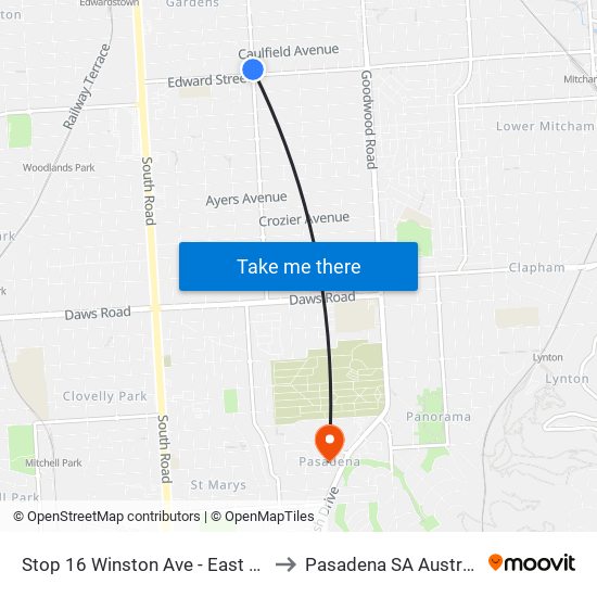 Stop 16 Winston Ave - East side to Pasadena SA Australia map