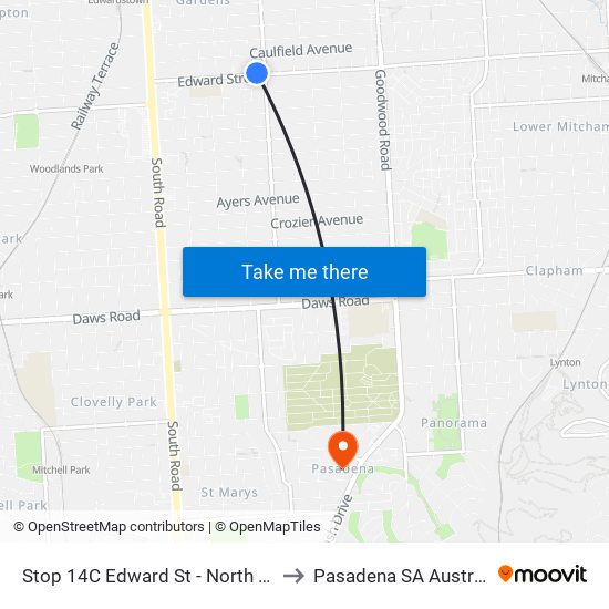 Stop 14C Edward St - North side to Pasadena SA Australia map
