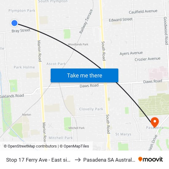 Stop 17 Ferry Ave - East side to Pasadena SA Australia map