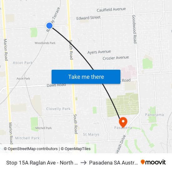 Stop 15A Raglan Ave - North side to Pasadena SA Australia map