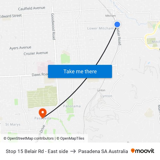 Stop 15 Belair Rd - East side to Pasadena SA Australia map