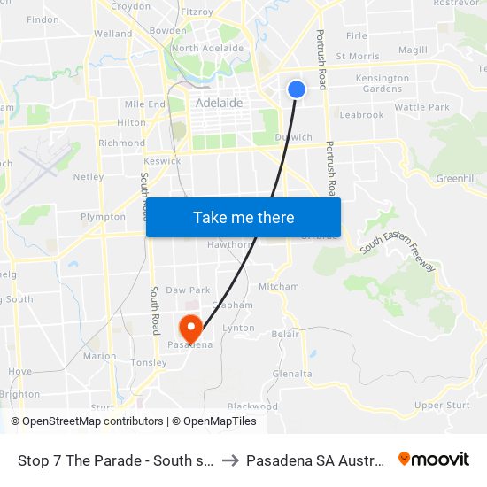 Stop 7 The Parade - South side to Pasadena SA Australia map