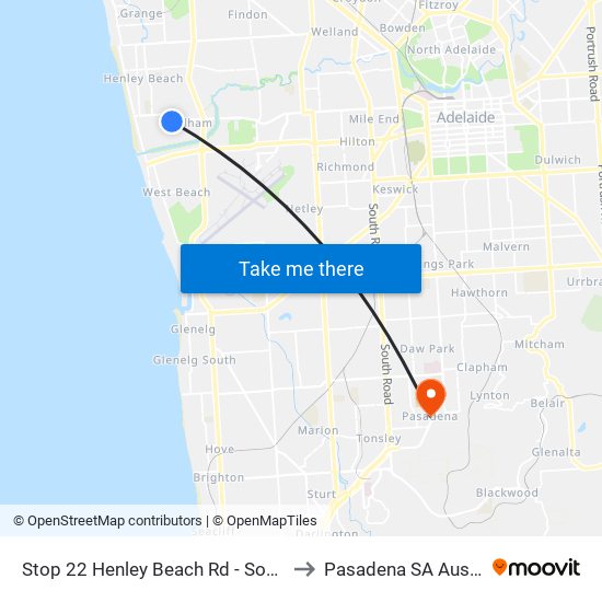 Stop 22 Henley Beach Rd - South side to Pasadena SA Australia map