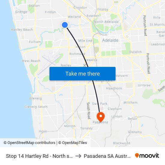 Stop 14 Hartley Rd - North side to Pasadena SA Australia map