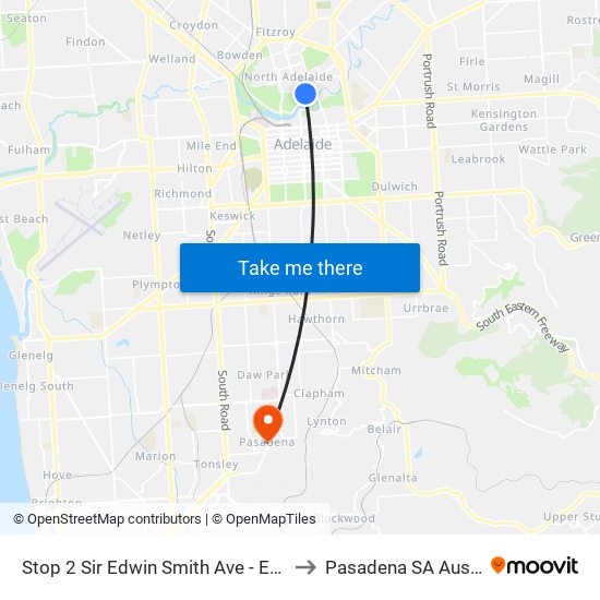 Stop 2 Sir Edwin Smith Ave - East side to Pasadena SA Australia map