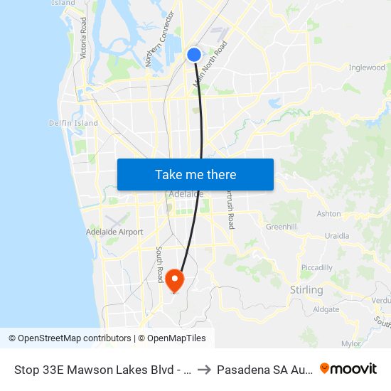 Stop 33E Mawson Lakes Blvd - West side to Pasadena SA Australia map