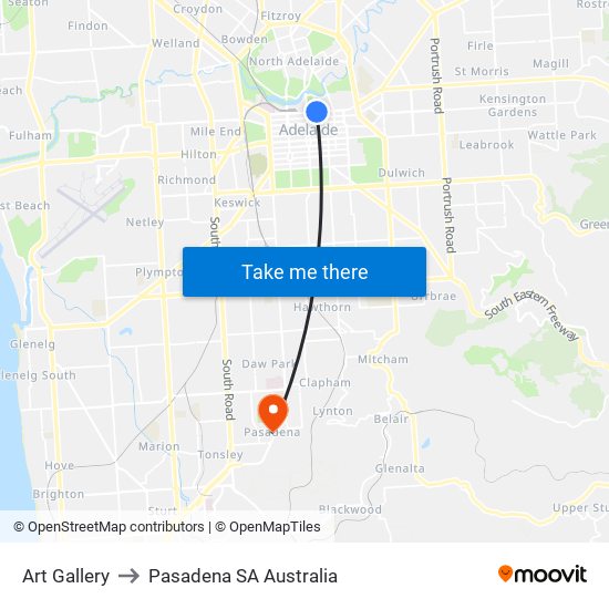 Art Gallery to Pasadena SA Australia map