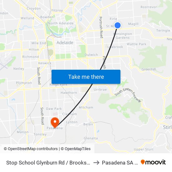 Stop School Glynburn Rd / Brookside Ave - West side to Pasadena SA Australia map
