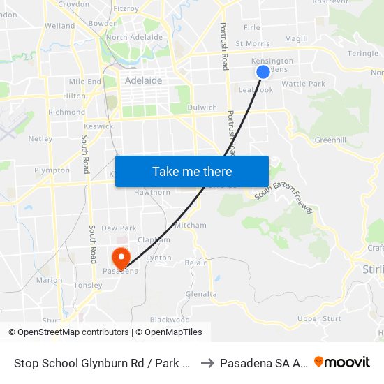 Stop School Glynburn Rd / Park Rd - West side to Pasadena SA Australia map