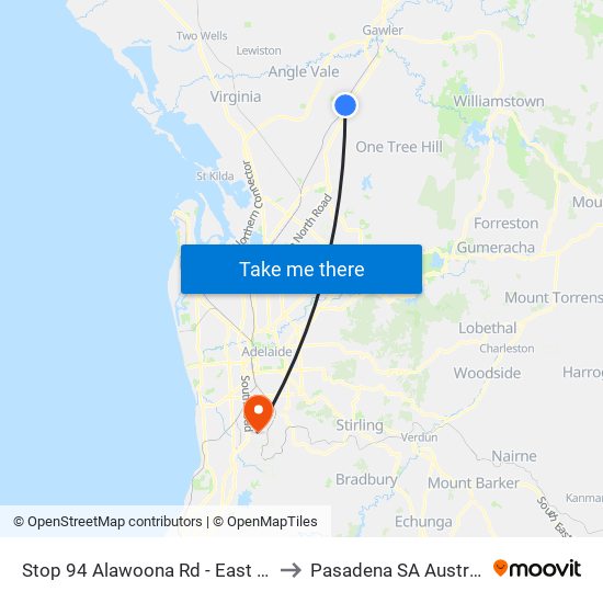 Stop 94 Alawoona Rd - East side to Pasadena SA Australia map