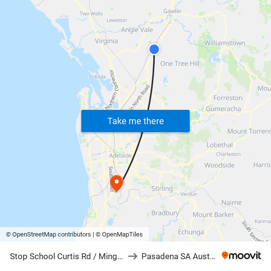 Stop School Curtis Rd / Mingari St to Pasadena SA Australia map