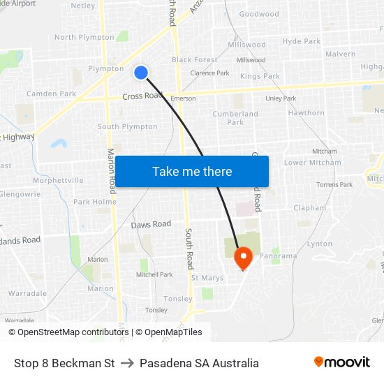 Stop 8 Beckman St to Pasadena SA Australia map