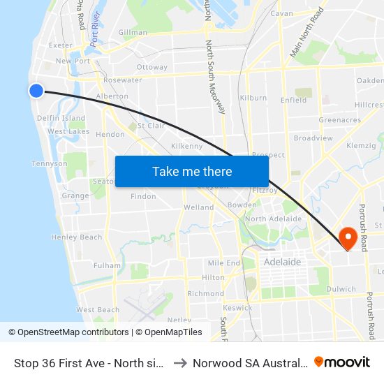 Stop 36 First Ave - North side to Norwood SA Australia map