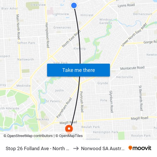 Stop 26 Folland Ave - North side to Norwood SA Australia map