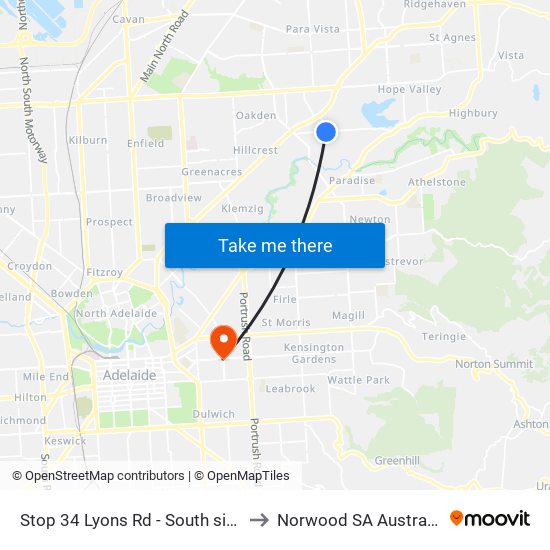 Stop 34 Lyons Rd - South side to Norwood SA Australia map