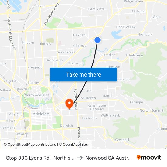 Stop 33C Lyons Rd - North side to Norwood SA Australia map