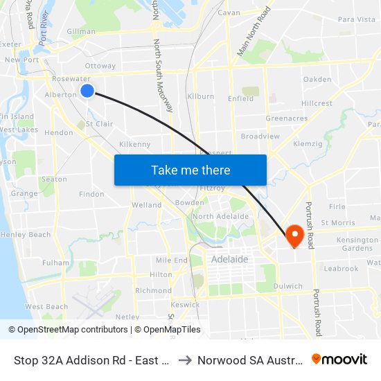 Stop 32A Addison Rd - East side to Norwood SA Australia map