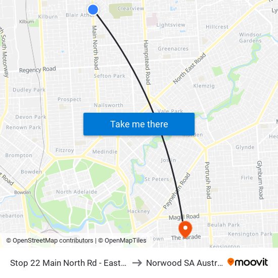 Stop 22 Main North Rd - East side to Norwood SA Australia map