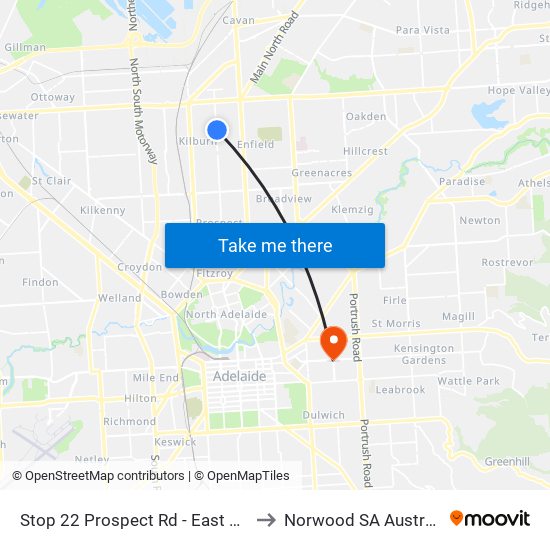 Stop 22 Prospect Rd - East side to Norwood SA Australia map