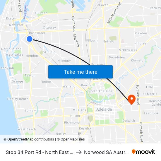 Stop 34 Port Rd - North East side to Norwood SA Australia map