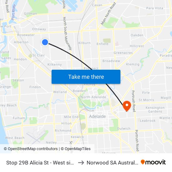 Stop 29B Alicia St - West side to Norwood SA Australia map