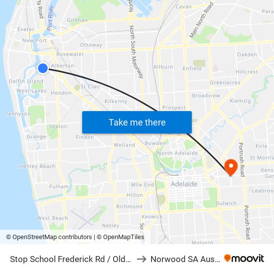 Stop School Frederick Rd / Old Port Rd to Norwood SA Australia map