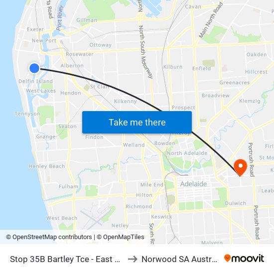 Stop 35B Bartley Tce - East side to Norwood SA Australia map