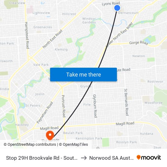 Stop 29H Brookvale Rd - South side to Norwood SA Australia map