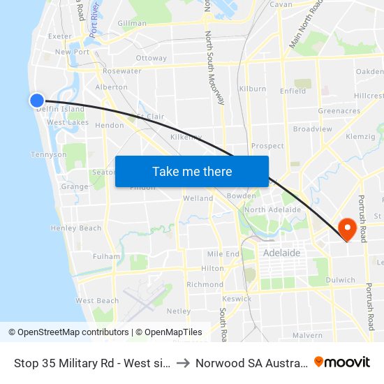 Stop 35 Military Rd - West side to Norwood SA Australia map