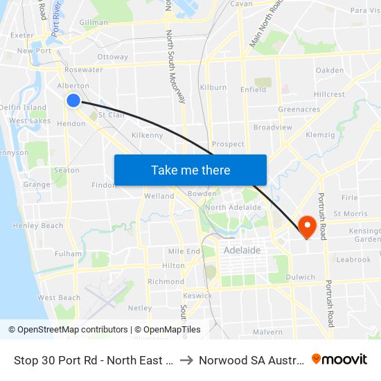 Stop 30 Port Rd - North East side to Norwood SA Australia map