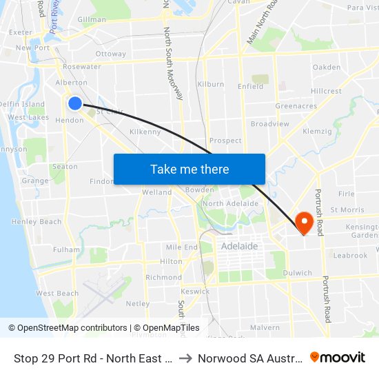 Stop 29 Port Rd - North East side to Norwood SA Australia map