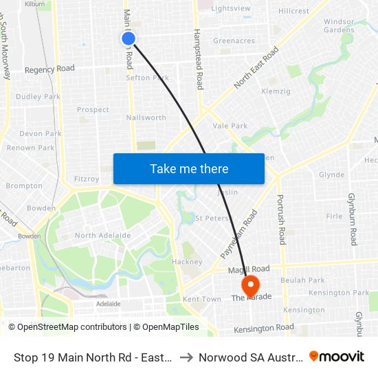 Stop 19 Main North Rd - East side to Norwood SA Australia map