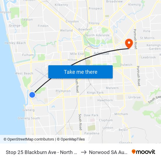 Stop 25 Blackburn Ave - North East side to Norwood SA Australia map