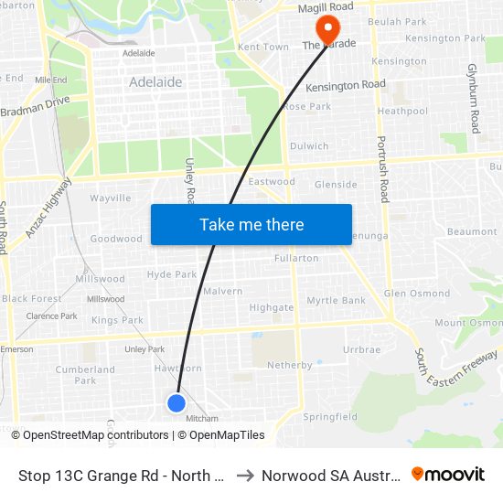 Stop 13C Grange Rd - North side to Norwood SA Australia map