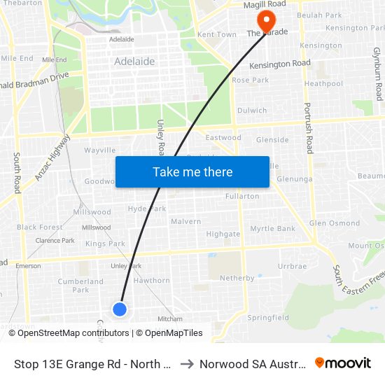 Stop 13E Grange Rd - North side to Norwood SA Australia map