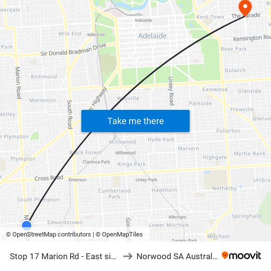 Stop 17 Marion Rd - East side to Norwood SA Australia map