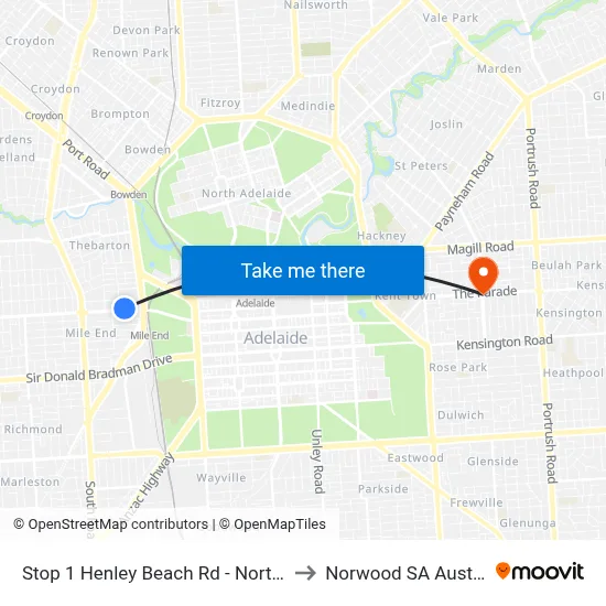 Stop 1 Henley Beach Rd - North side to Norwood SA Australia map