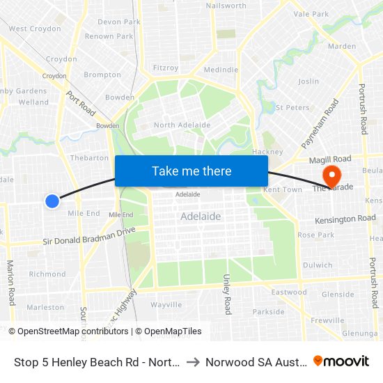 Stop 5 Henley Beach Rd - North side to Norwood SA Australia map