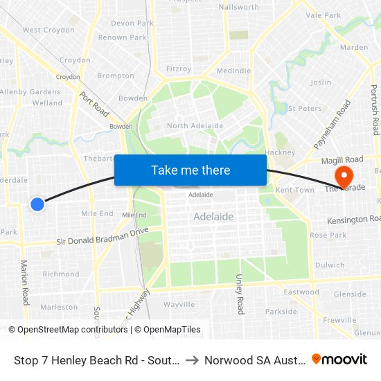 Stop 7 Henley Beach Rd - South side to Norwood SA Australia map