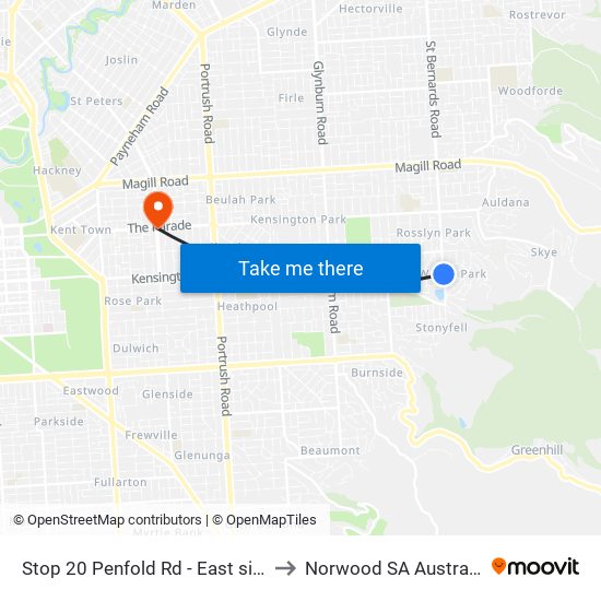 Stop 20 Penfold Rd - East side to Norwood SA Australia map